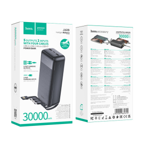 Hoco Power Bank 30000mAh with 4 Built-in Cables J163B